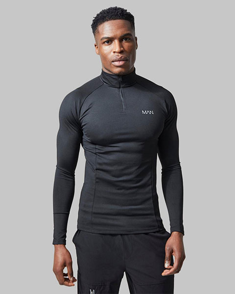 Boohoo Man Active Gym Raglan Muscle Fit 14 Zip Top