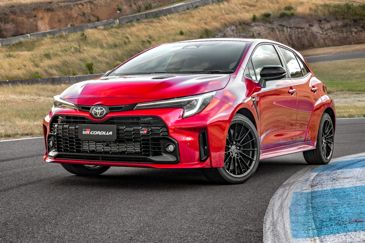 A Toyota GR Corolla on track.