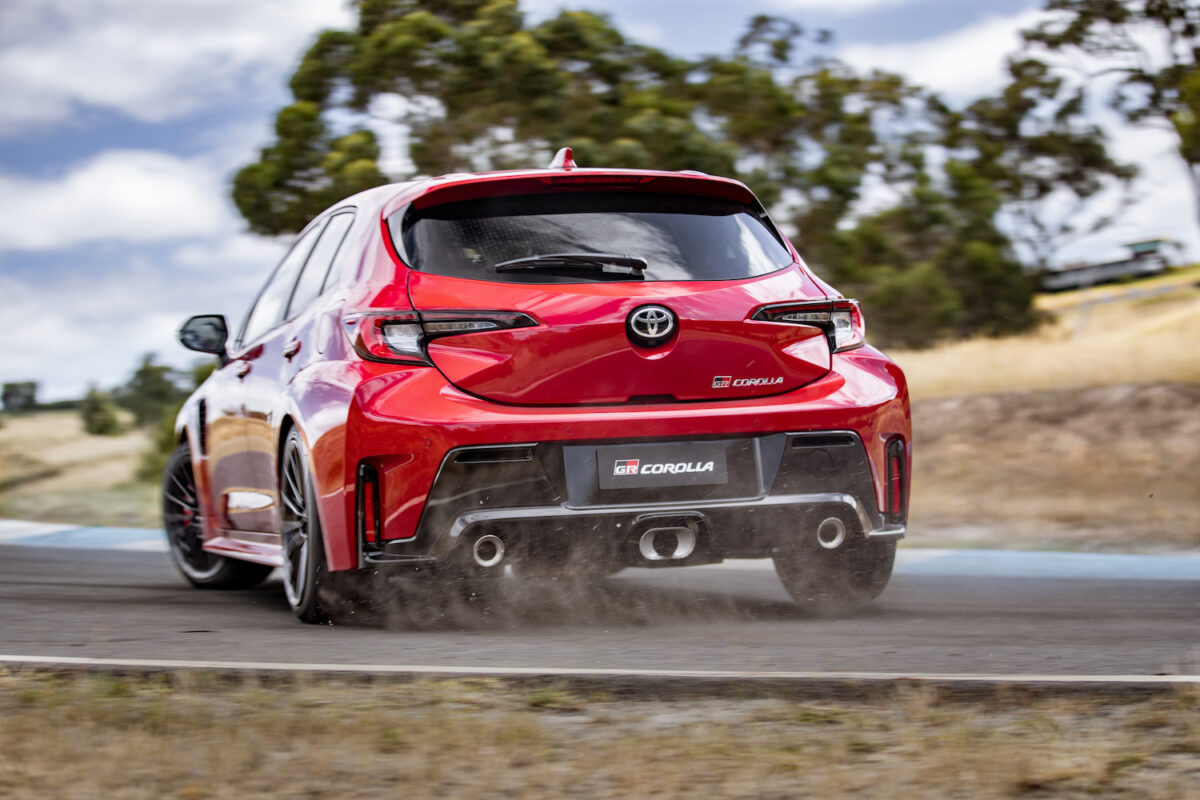 A Toyota GR Corolla on track.